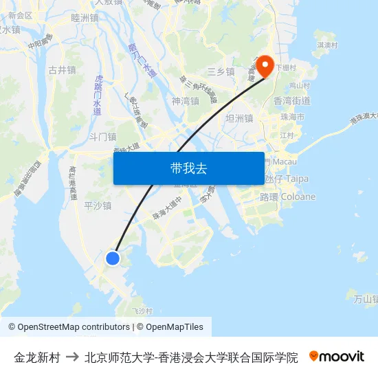 金龙新村 to 北京师范大学-香港浸会大学联合国际学院 map