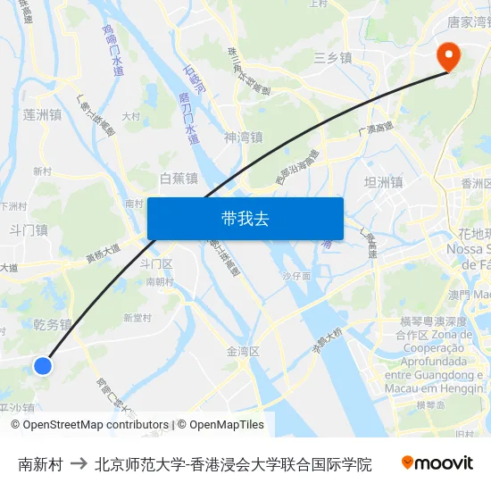 南新村 to 北京师范大学-香港浸会大学联合国际学院 map
