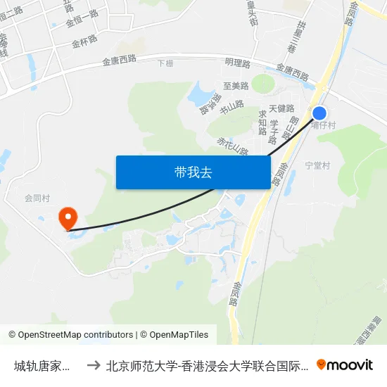 城轨唐家湾站 to 北京师范大学-香港浸会大学联合国际学院 map