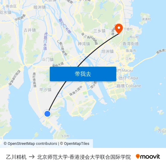 乙川精机 to 北京师范大学-香港浸会大学联合国际学院 map