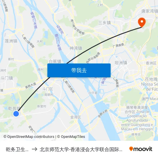 乾务卫生院 to 北京师范大学-香港浸会大学联合国际学院 map