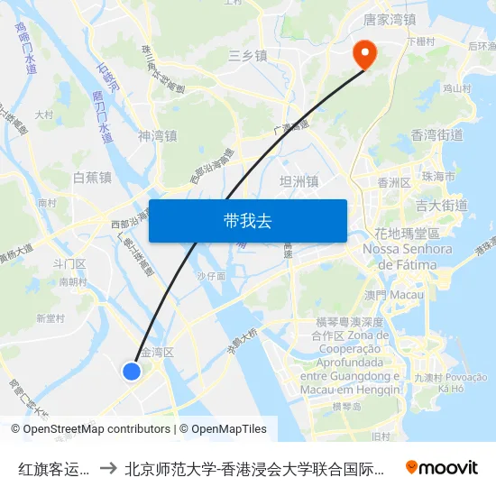红旗客运站 to 北京师范大学-香港浸会大学联合国际学院 map