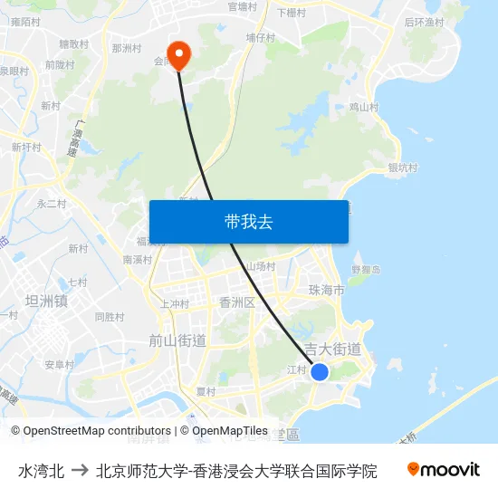 水湾北 to 北京师范大学-香港浸会大学联合国际学院 map