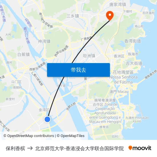 保利香槟 to 北京师范大学-香港浸会大学联合国际学院 map