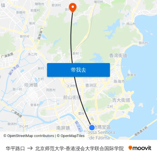 华平路口 to 北京师范大学-香港浸会大学联合国际学院 map