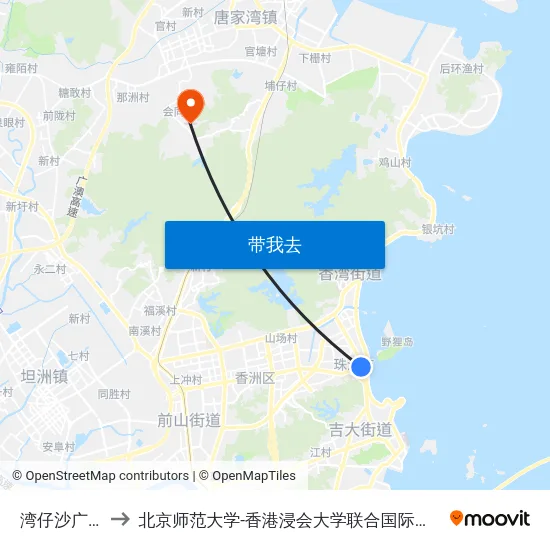 湾仔沙广场 to 北京师范大学-香港浸会大学联合国际学院 map