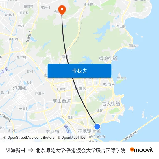 银海新村 to 北京师范大学-香港浸会大学联合国际学院 map