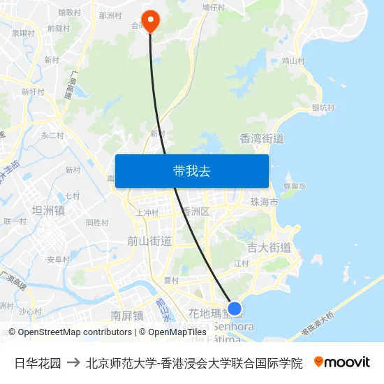 日华花园 to 北京师范大学-香港浸会大学联合国际学院 map