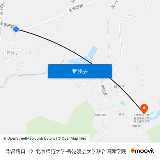 华昌路口 to 北京师范大学-香港浸会大学联合国际学院 map