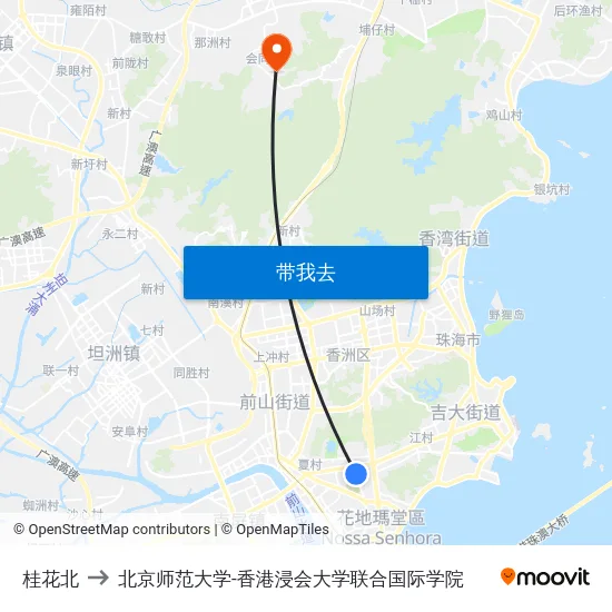 桂花北 to 北京师范大学-香港浸会大学联合国际学院 map