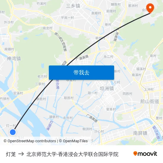 灯笼 to 北京师范大学-香港浸会大学联合国际学院 map