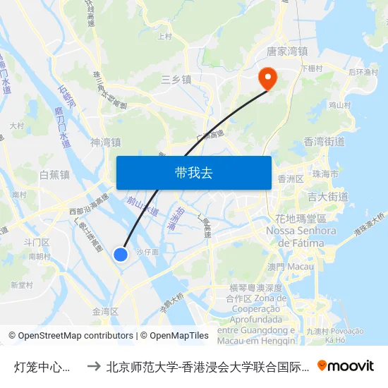 灯笼中心小学 to 北京师范大学-香港浸会大学联合国际学院 map