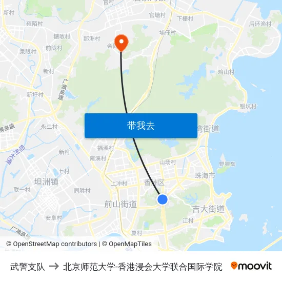 武警支队 to 北京师范大学-香港浸会大学联合国际学院 map