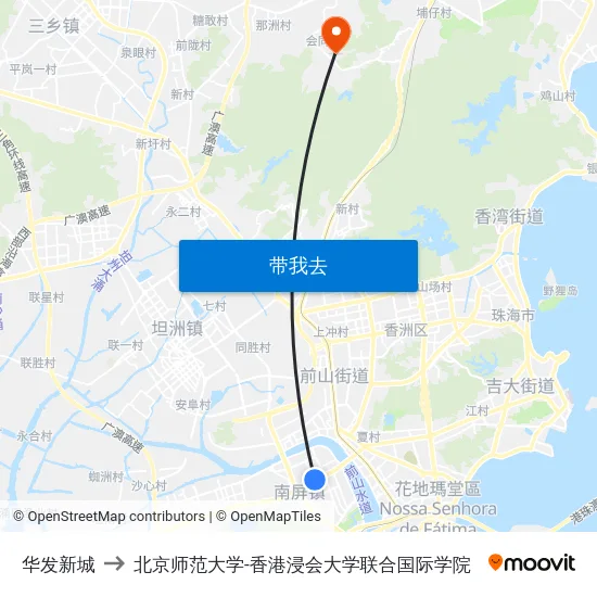 华发新城 to 北京师范大学-香港浸会大学联合国际学院 map