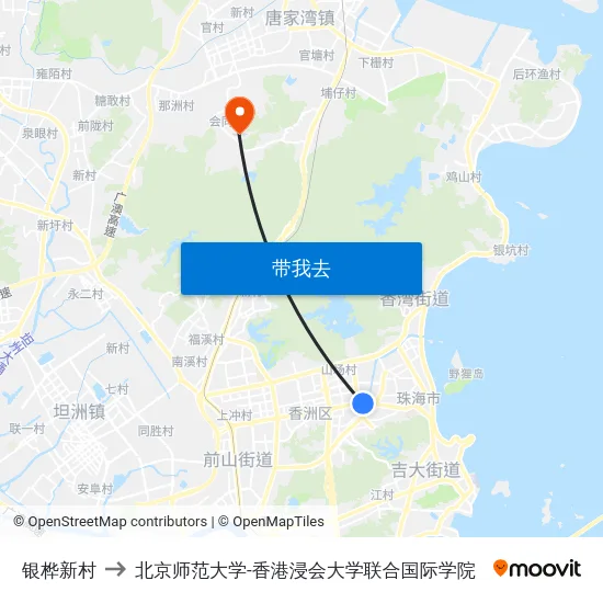 银桦新村 to 北京师范大学-香港浸会大学联合国际学院 map