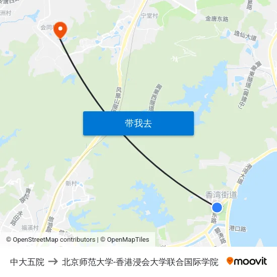 中大五院 to 北京师范大学-香港浸会大学联合国际学院 map