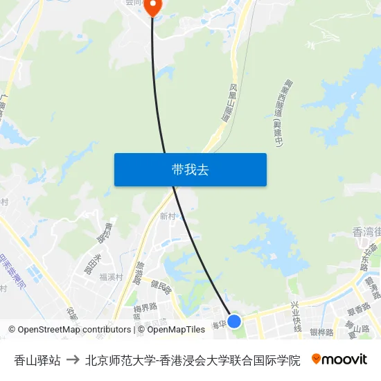 香山驿站 to 北京师范大学-香港浸会大学联合国际学院 map