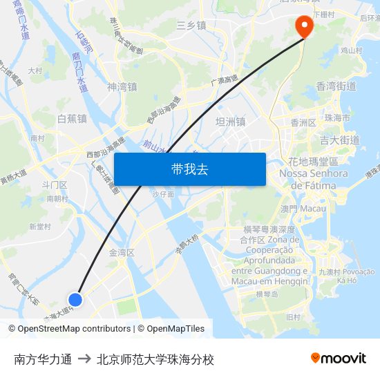 南方华力通 to 北京师范大学珠海分校 map