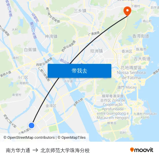 南方华力通 to 北京师范大学珠海分校 map