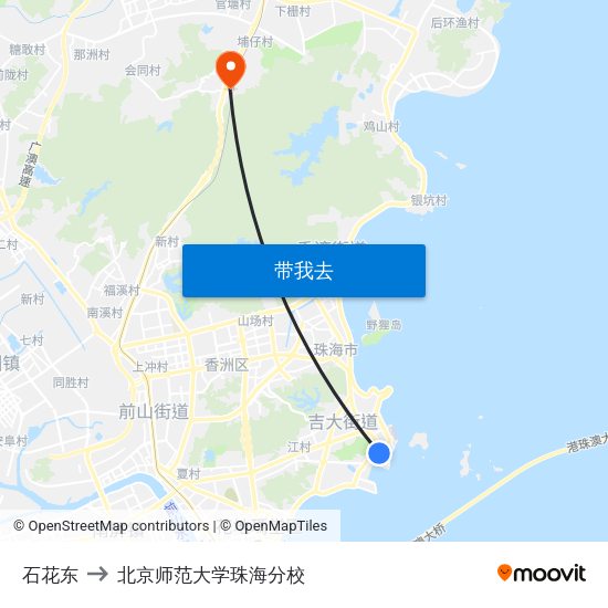 石花东 to 北京师范大学珠海分校 map