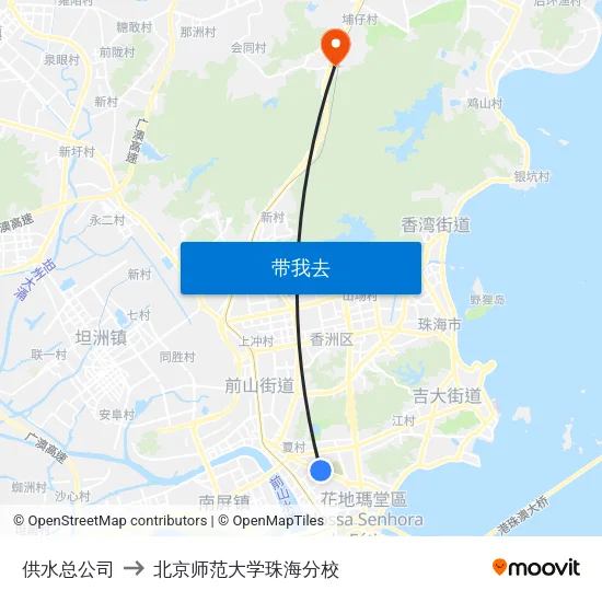 供水总公司 to 北京师范大学珠海分校 map