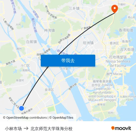 小林市场 to 北京师范大学珠海分校 map