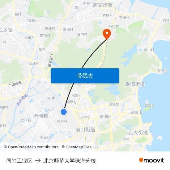 同胜工业区 to 北京师范大学珠海分校 map