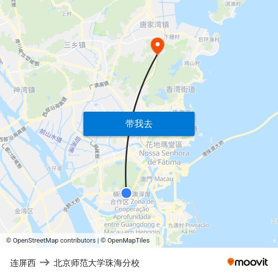 连屏西 to 北京师范大学珠海分校 map