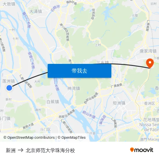 新洲 to 北京师范大学珠海分校 map