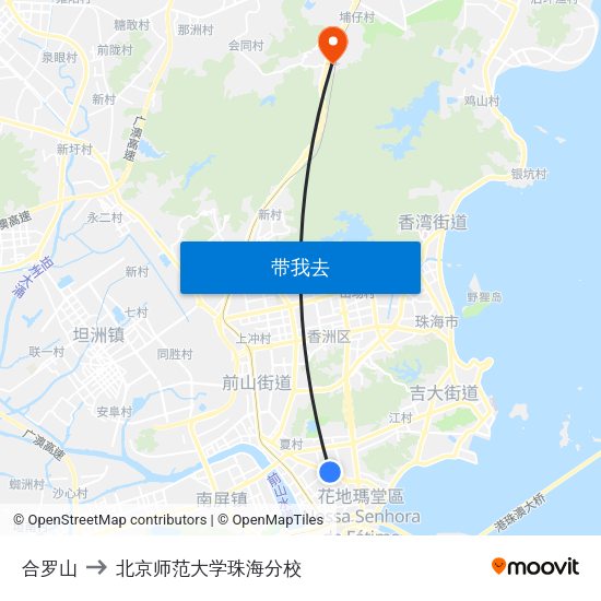 合罗山 to 北京师范大学珠海分校 map