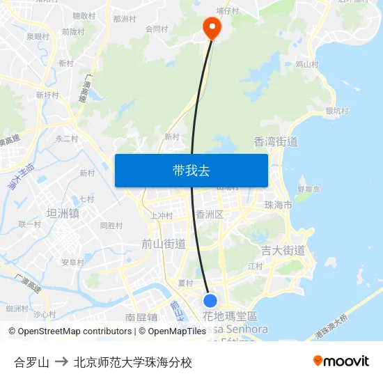 合罗山 to 北京师范大学珠海分校 map