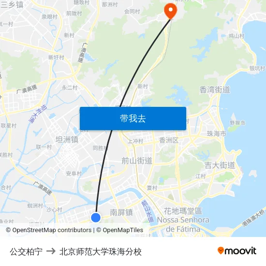 公交柏宁 to 北京师范大学珠海分校 map