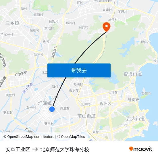 安阜工业区 to 北京师范大学珠海分校 map