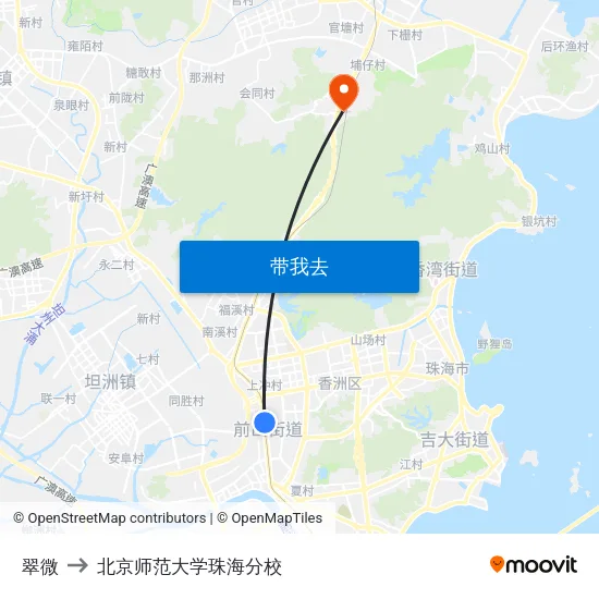翠微 to 北京师范大学珠海分校 map