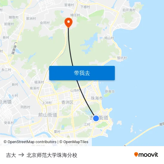 吉大 to 北京师范大学珠海分校 map