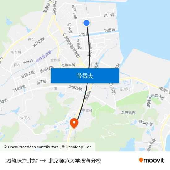 城轨珠海北站 to 北京师范大学珠海分校 map