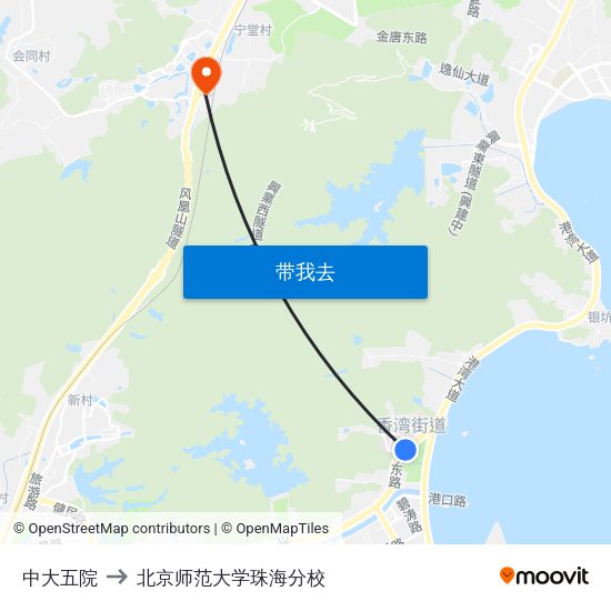 中大五院 to 北京师范大学珠海分校 map
