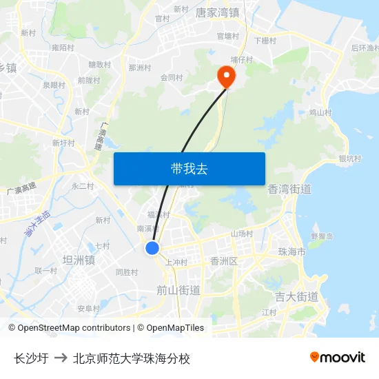长沙圩 to 北京师范大学珠海分校 map