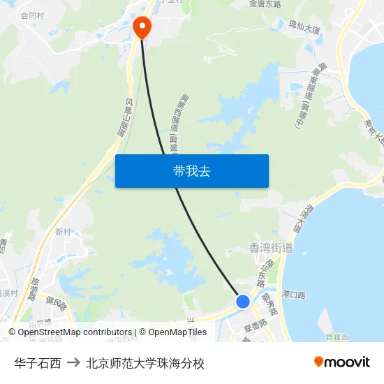 华子石西 to 北京师范大学珠海分校 map