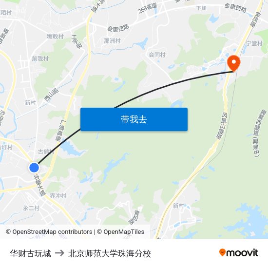华财古玩城 to 北京师范大学珠海分校 map