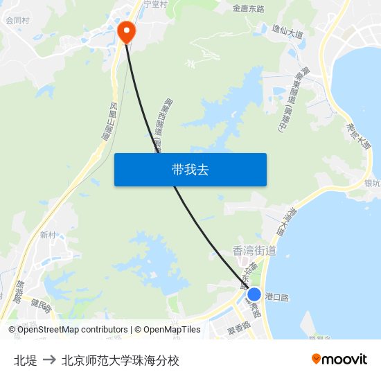 北堤 to 北京师范大学珠海分校 map