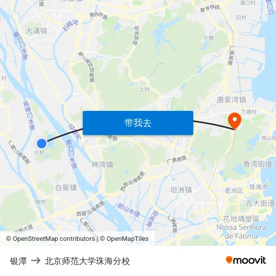 银潭 to 北京师范大学珠海分校 map
