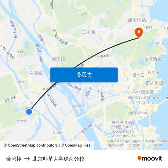 金湾楼 to 北京师范大学珠海分校 map