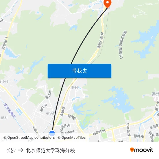 长沙 to 北京师范大学珠海分校 map