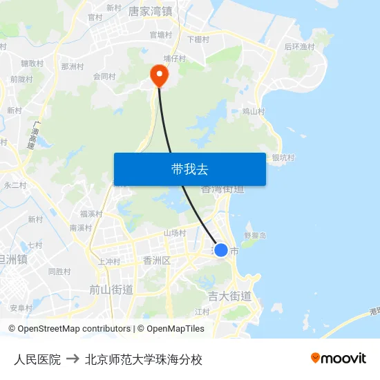 人民医院 to 北京师范大学珠海分校 map