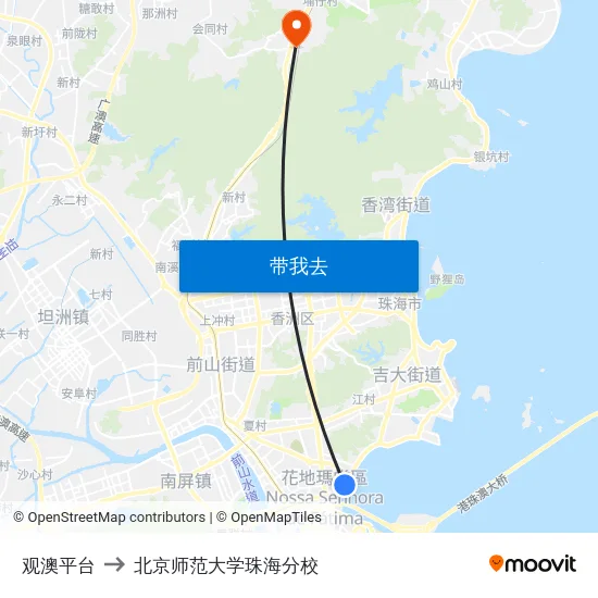 观澳平台 to 北京师范大学珠海分校 map
