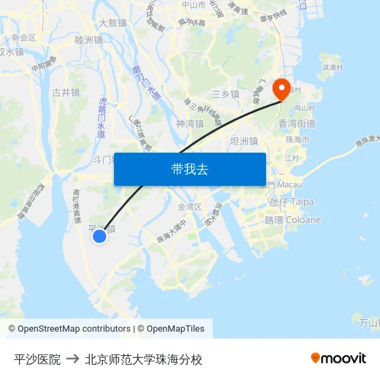 平沙医院 to 北京师范大学珠海分校 map