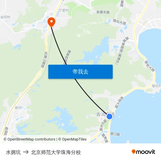 水拥坑 to 北京师范大学珠海分校 map