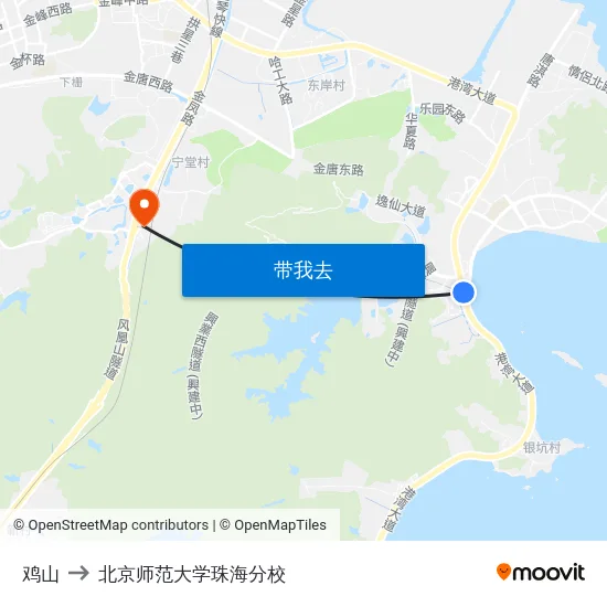鸡山 to 北京师范大学珠海分校 map