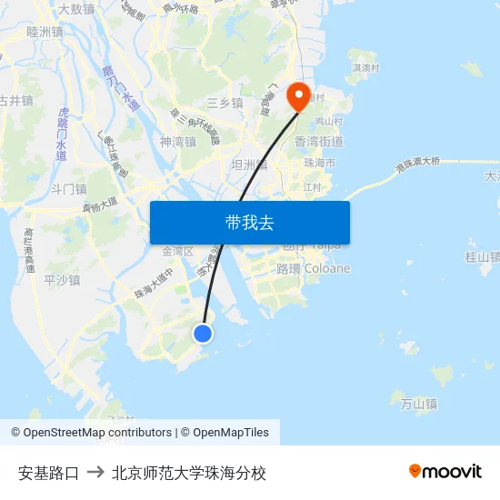 安基路口 to 北京师范大学珠海分校 map